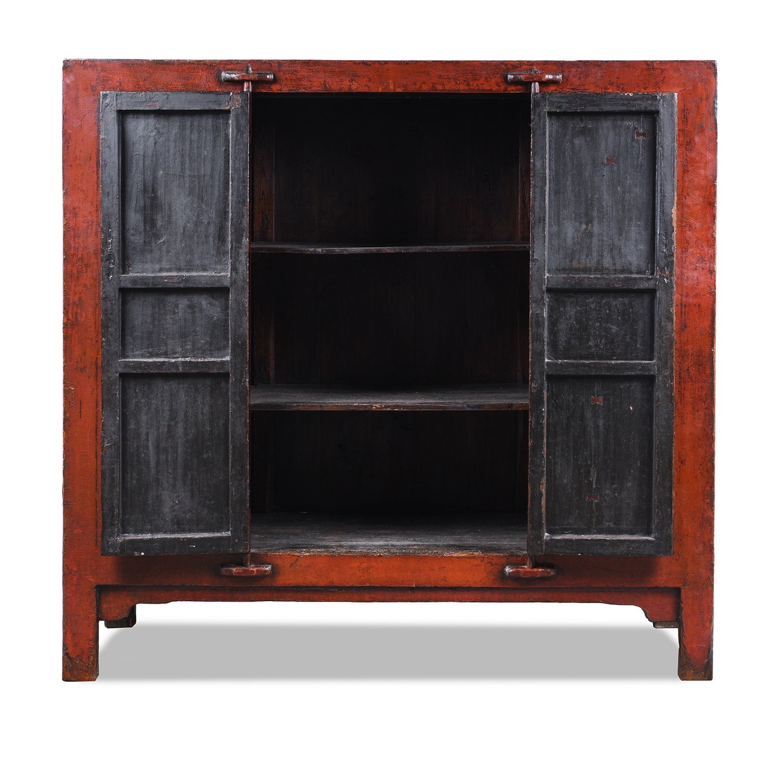 Red Lacquer Wedding Cabinet From Shanxi  -19th Century