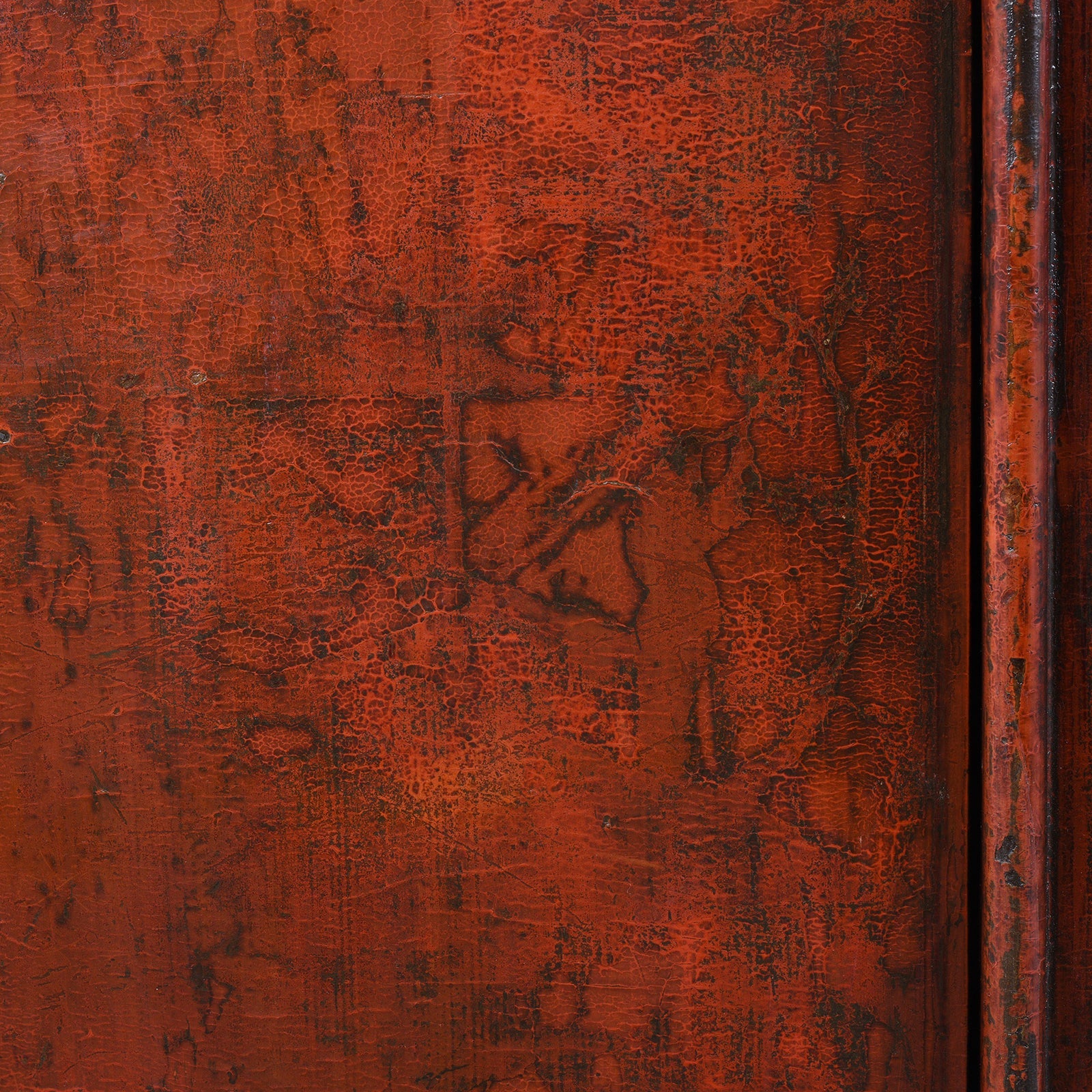 Red Lacquer Wedding Cabinet From Shanxi  -19th Century
