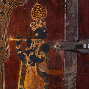 Painted Radha Krishna Window Shutter - 19th Century