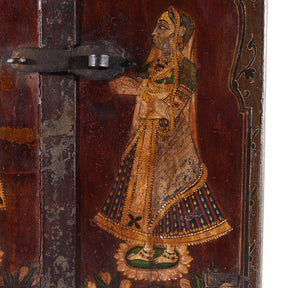 Painted Radha Krishna Window Shutter - 19th Century