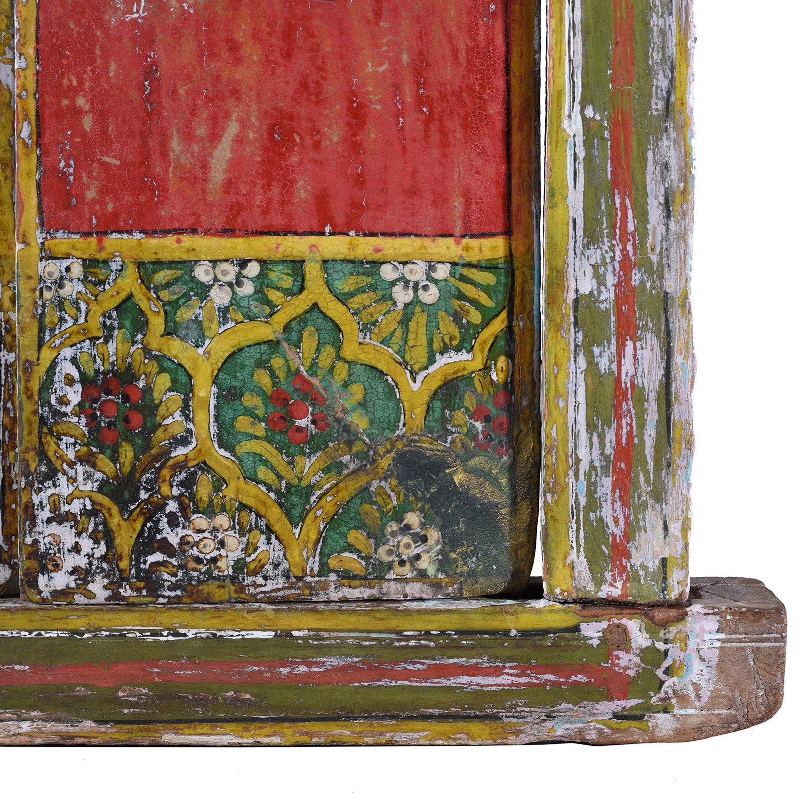 Painted Radha Krishna Window Shutter - 19th Century