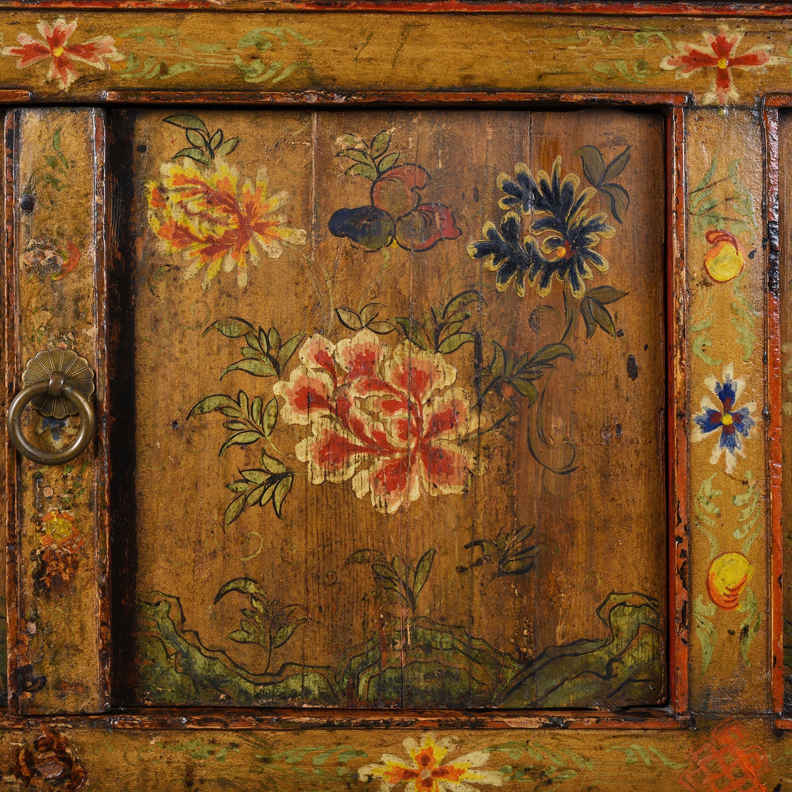 Tibetan Altar Cabinet with Original Painting - 19th Century