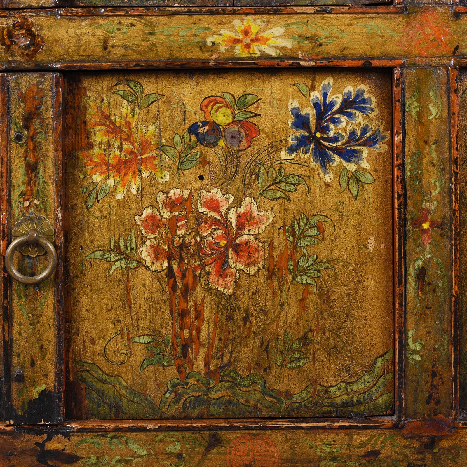 Tibetan Altar Cabinet with Original Painting - 19th Century