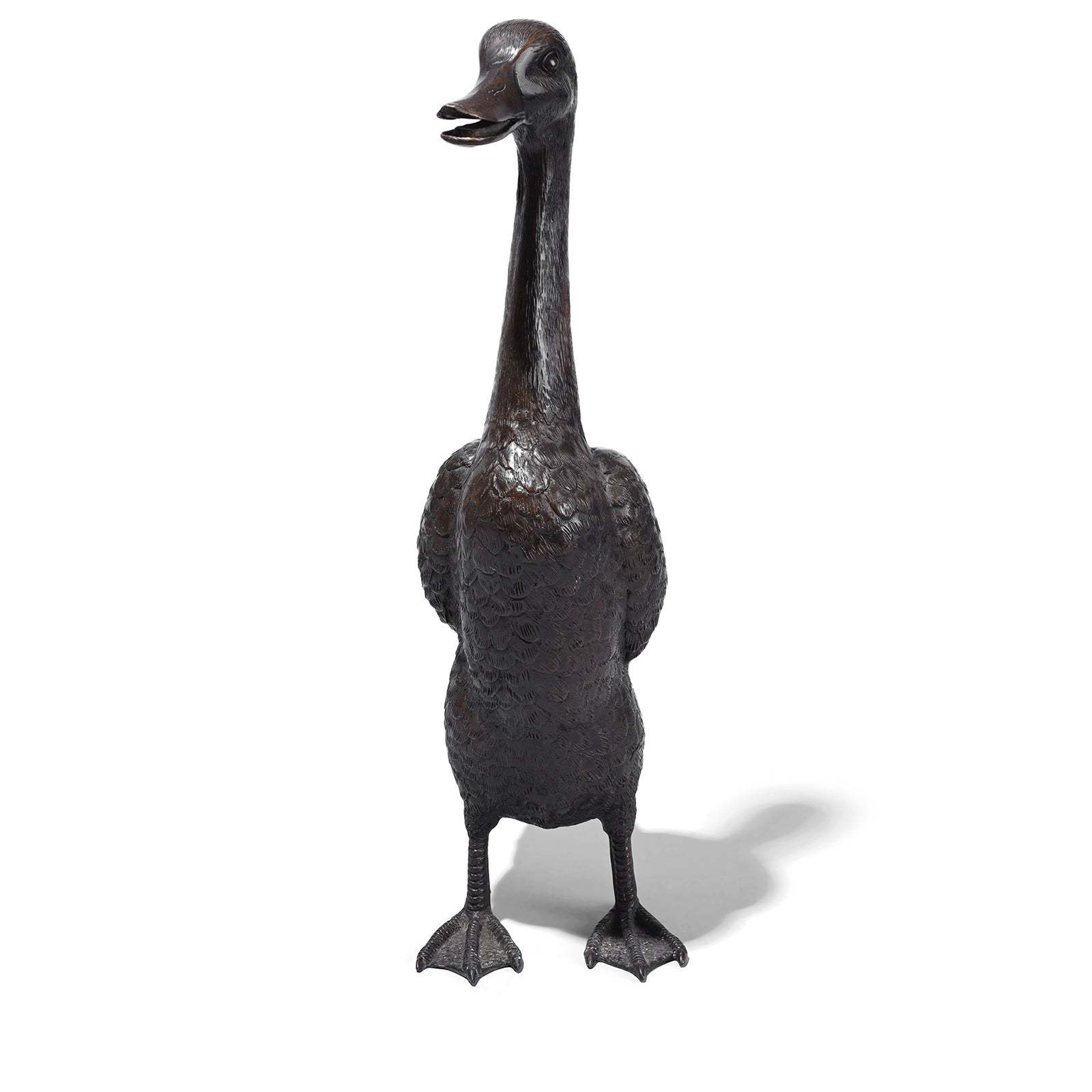 Japanese Bronze Duck Okimono - Meiji Era (Late 19thC)