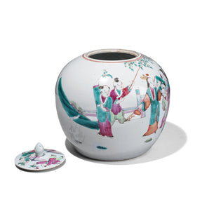 Famille Rose Porcelain Ginger Jar With Lid - 19th Century