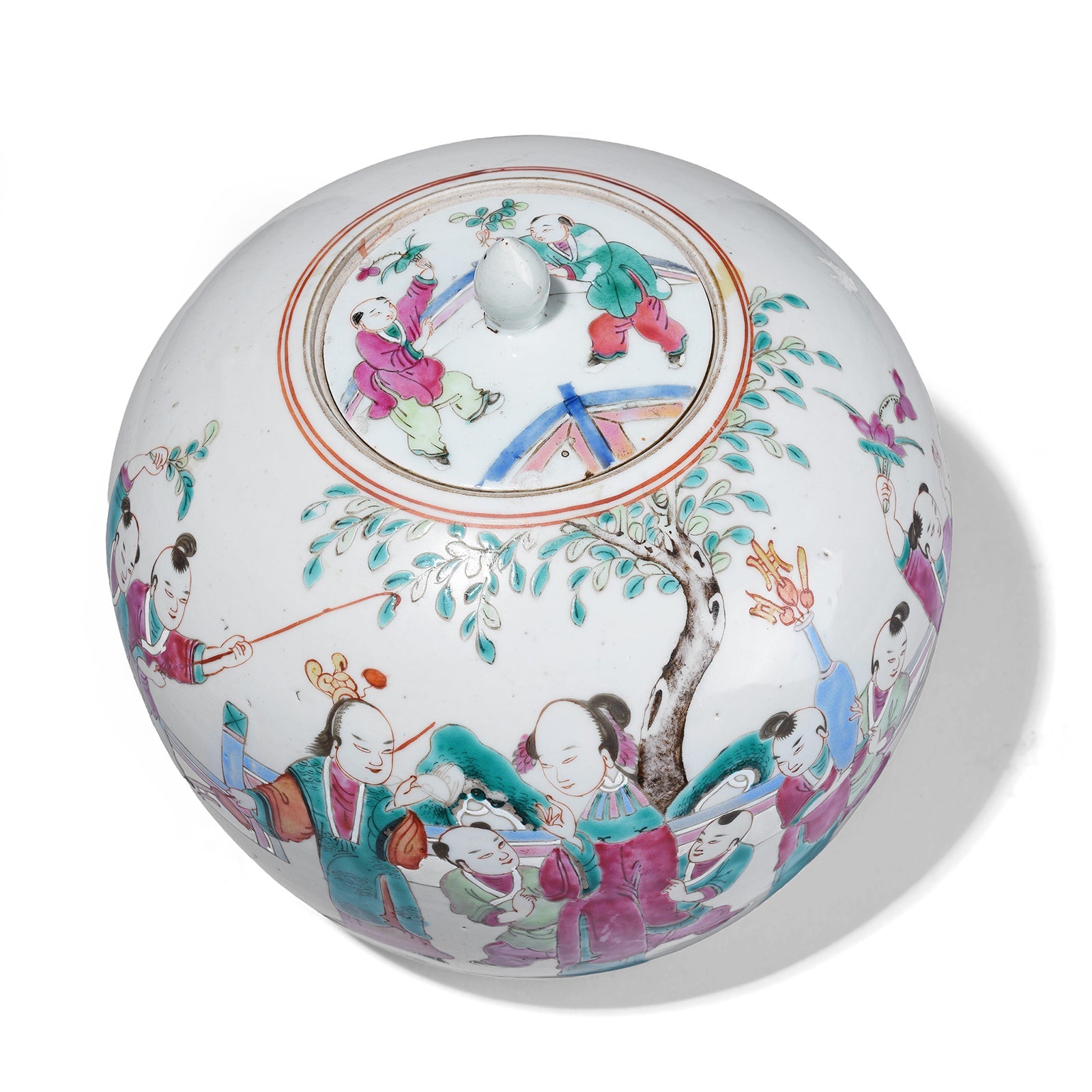 Famille Rose Porcelain Ginger Jar With Lid - 19th Century
