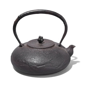 Edo Period Japanese Cast Iron Kettle with Bamboo Mats