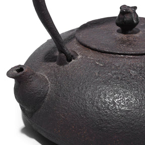 Edo Period Japanese Cast Iron Kettle with Bamboo Mats