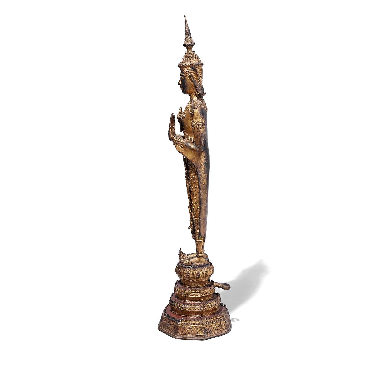 Gilt Thai Standing Buddha - Rattanakosin Era - 19th Century