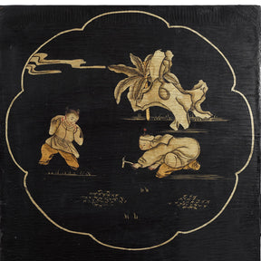 Chinese Export Black &amp; Gilt Lacquer Four-Fold Screen – Circa 1920