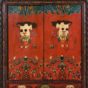 Painted Tibetan Torgam Cabinet - 19th Century