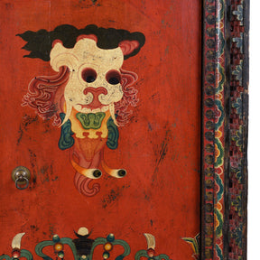 Painted Tibetan Torgam Cabinet - 19th Century