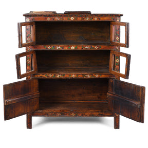 Glazed Painted Tibetan Cabinet - 19th Century