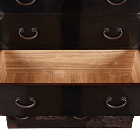 Japanese Black Lacquer Bo Dansu From Tsuruoka, Yamagata - Meiji Period