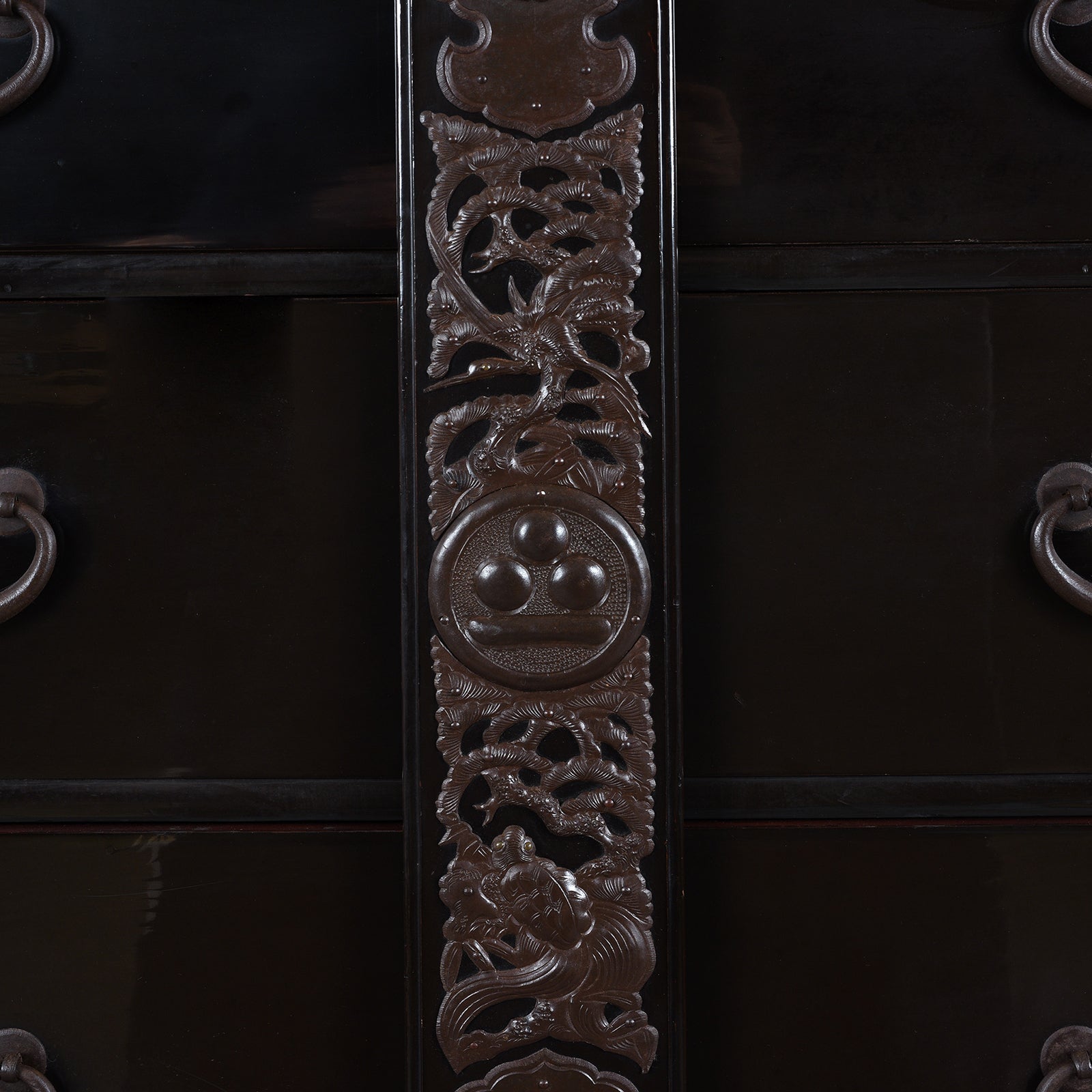 Japanese Black Lacquer Bo Dansu From Tsuruoka, Yamagata - Meiji Period