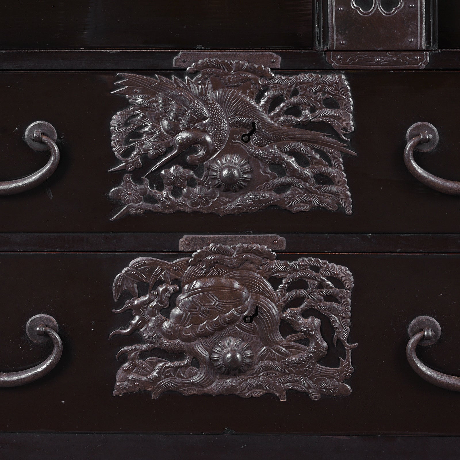 Japanese Black Lacquer Bo Dansu From Tsuruoka, Yamagata - Meiji Period