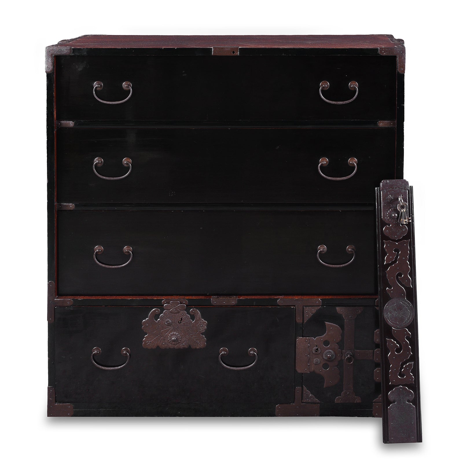 Japanese Black Lacquer Shōnai Bo Dansu - 1904, Meiji Period
