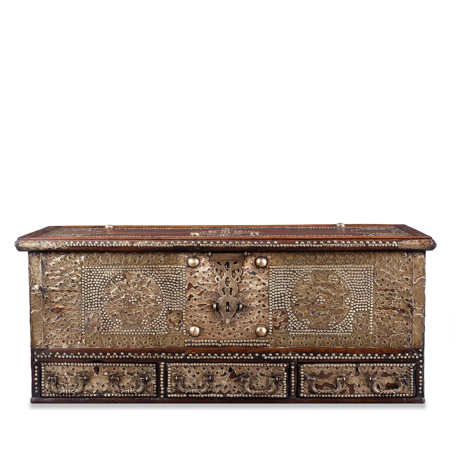 Brass Studded Teak Zanzibar Chest From Surat  - 19th Century