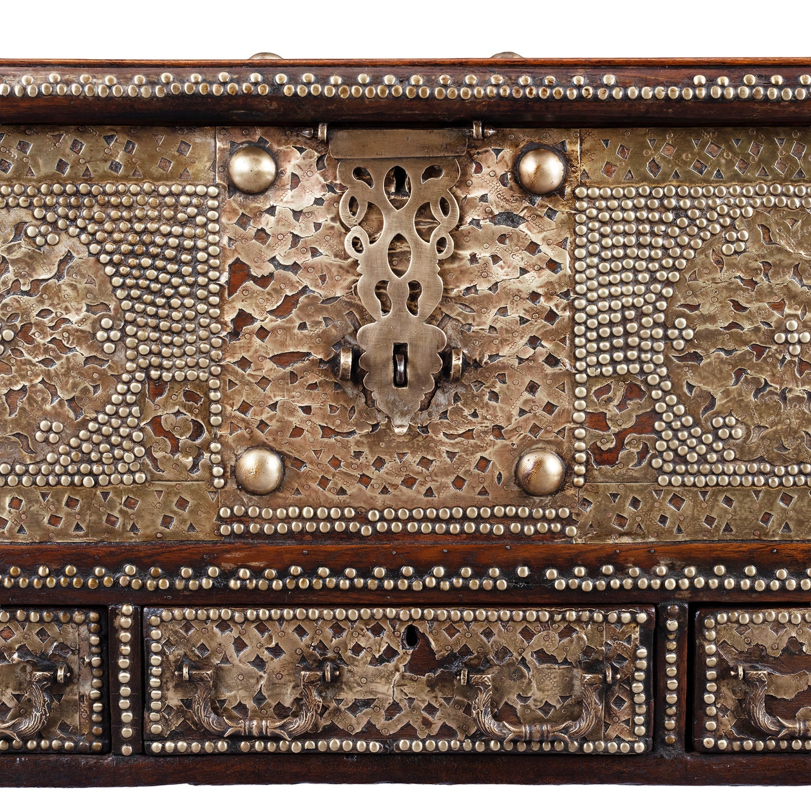 Brass Studded Teak Zanzibar Chest From Surat  - 19th Century