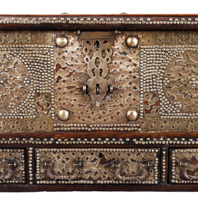 Brass Studded Teak Zanzibar Chest From Surat  - 19th Century