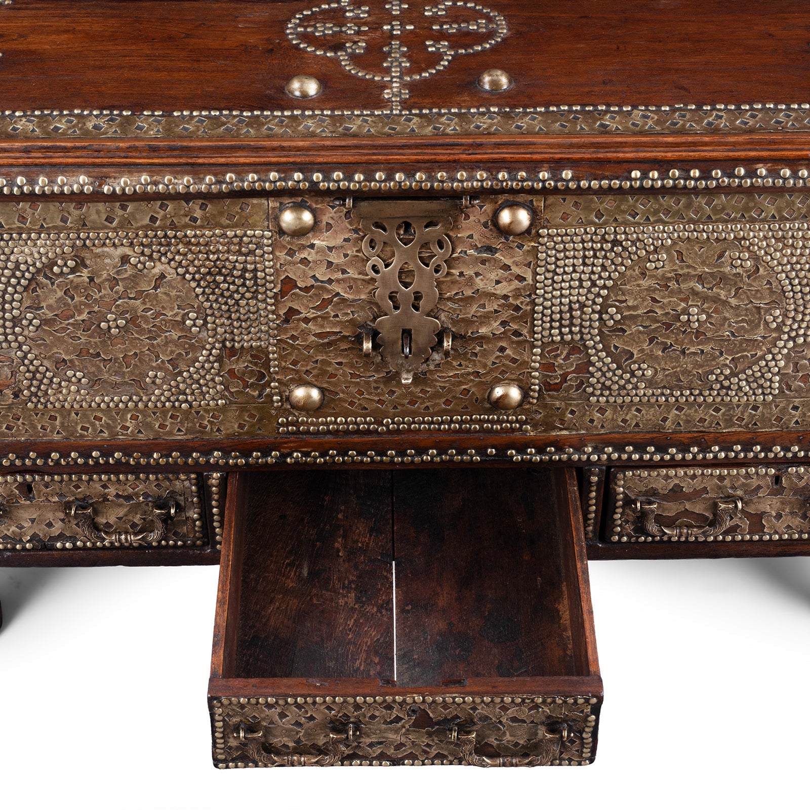 Brass Studded Teak Zanzibar Chest From Surat  - 19th Century