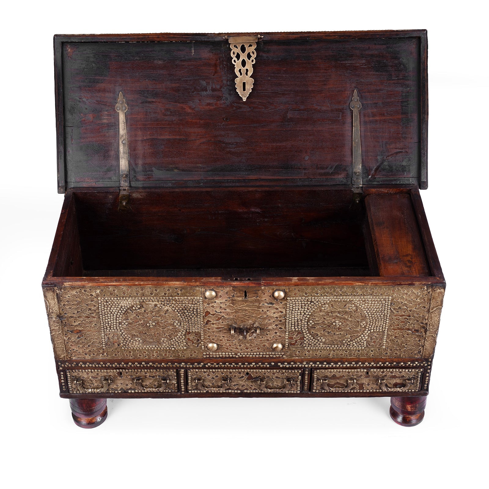 Brass Studded Teak Zanzibar Chest From Surat  - 19th Century