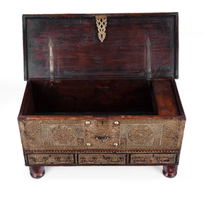 Brass Studded Teak Zanzibar Chest From Surat  - 19th Century