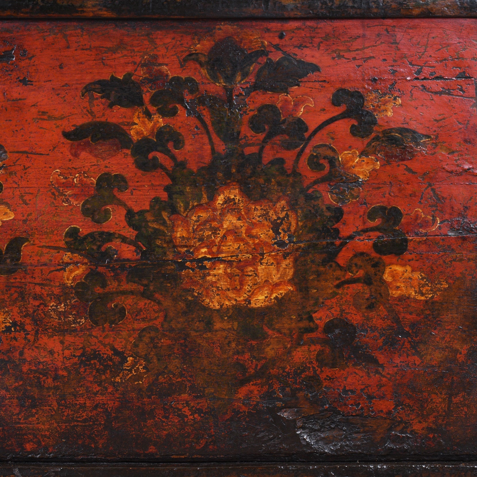 Painted Tibetan Chest On Stand - 19th Century