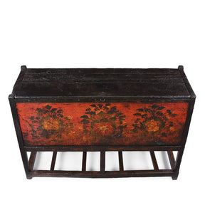 Painted Tibetan Chest On Stand - 19th Century