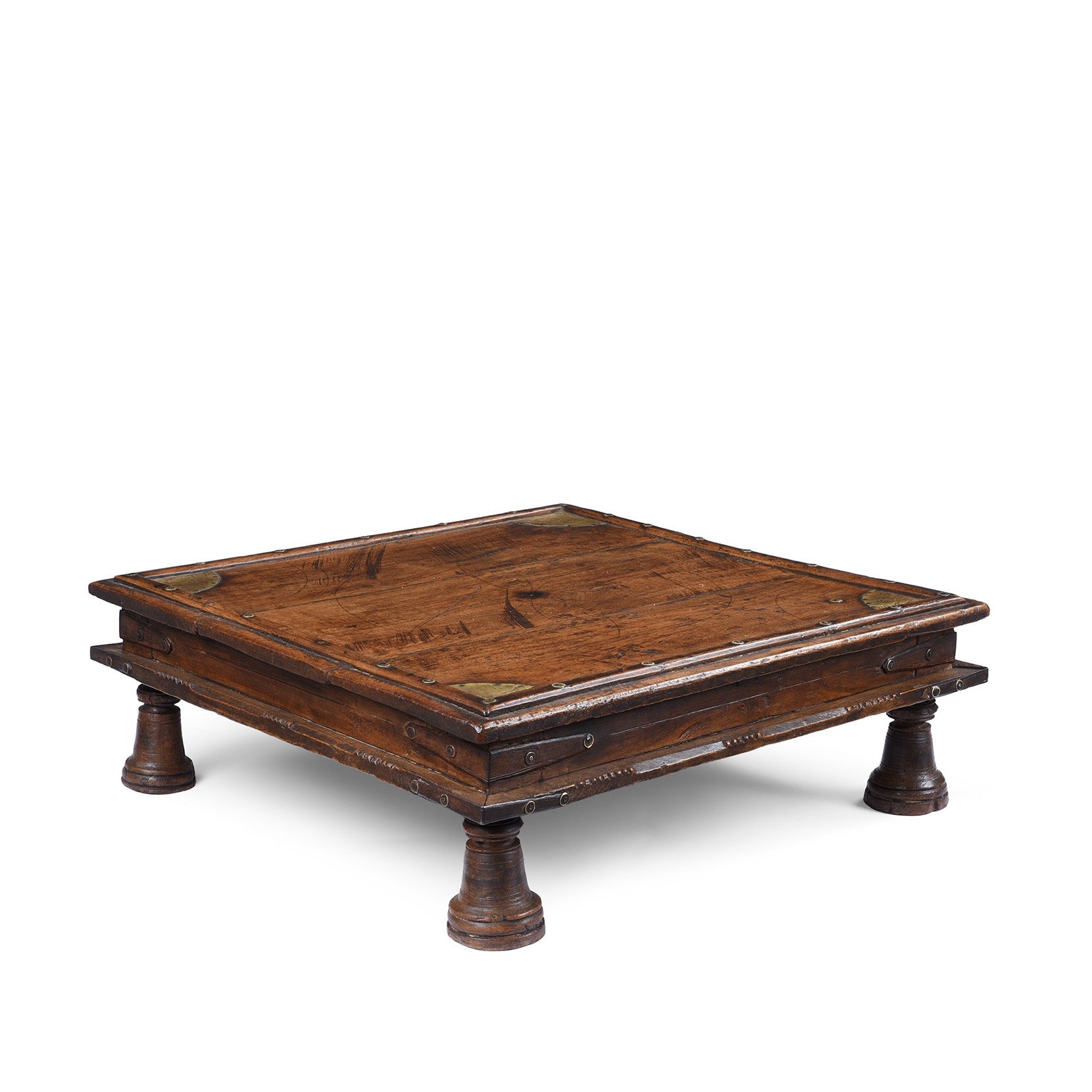 Square Bajot Low Table From Shekhawati - 19th Century