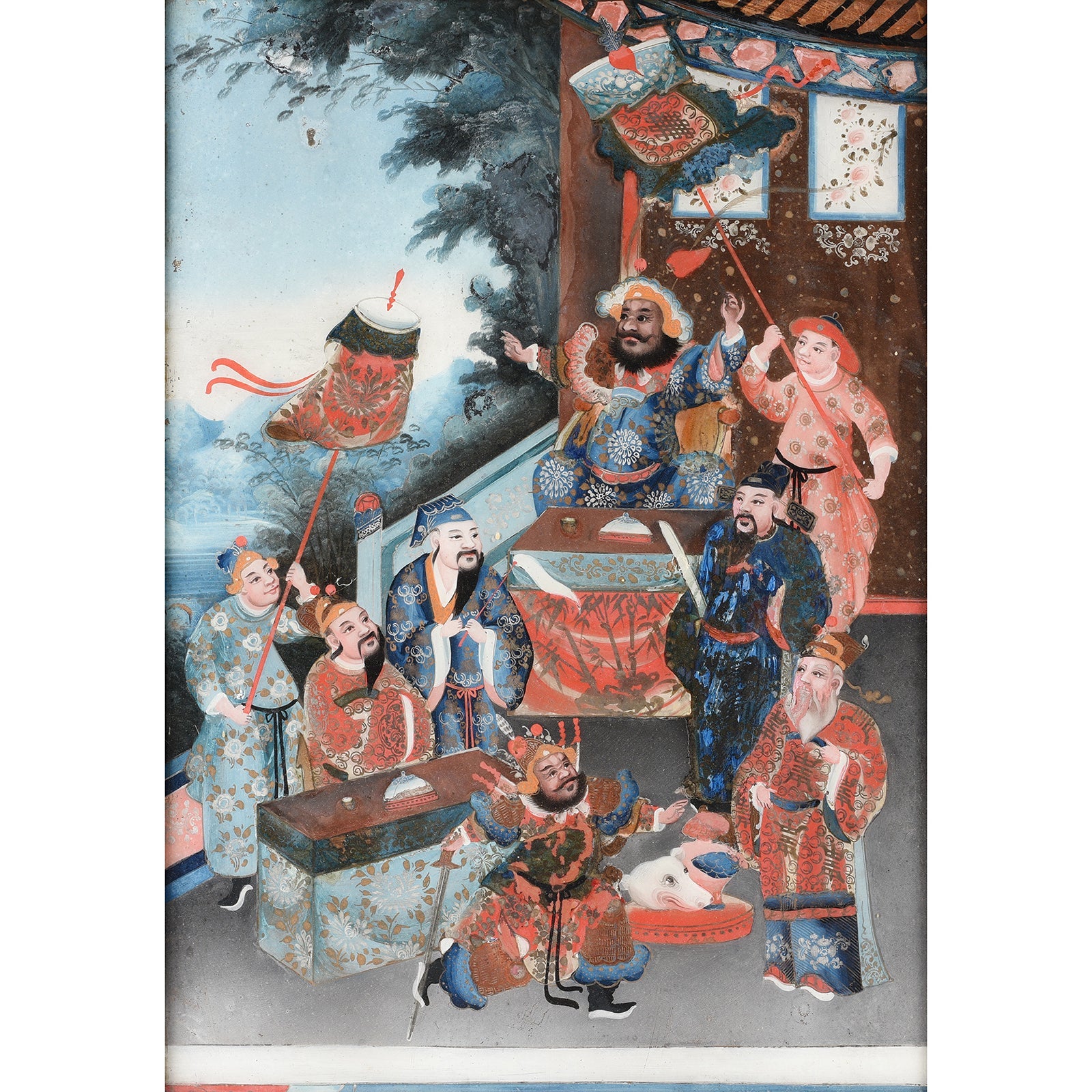 Chinese Reverse Glass Painting & Frame - Early 19thC