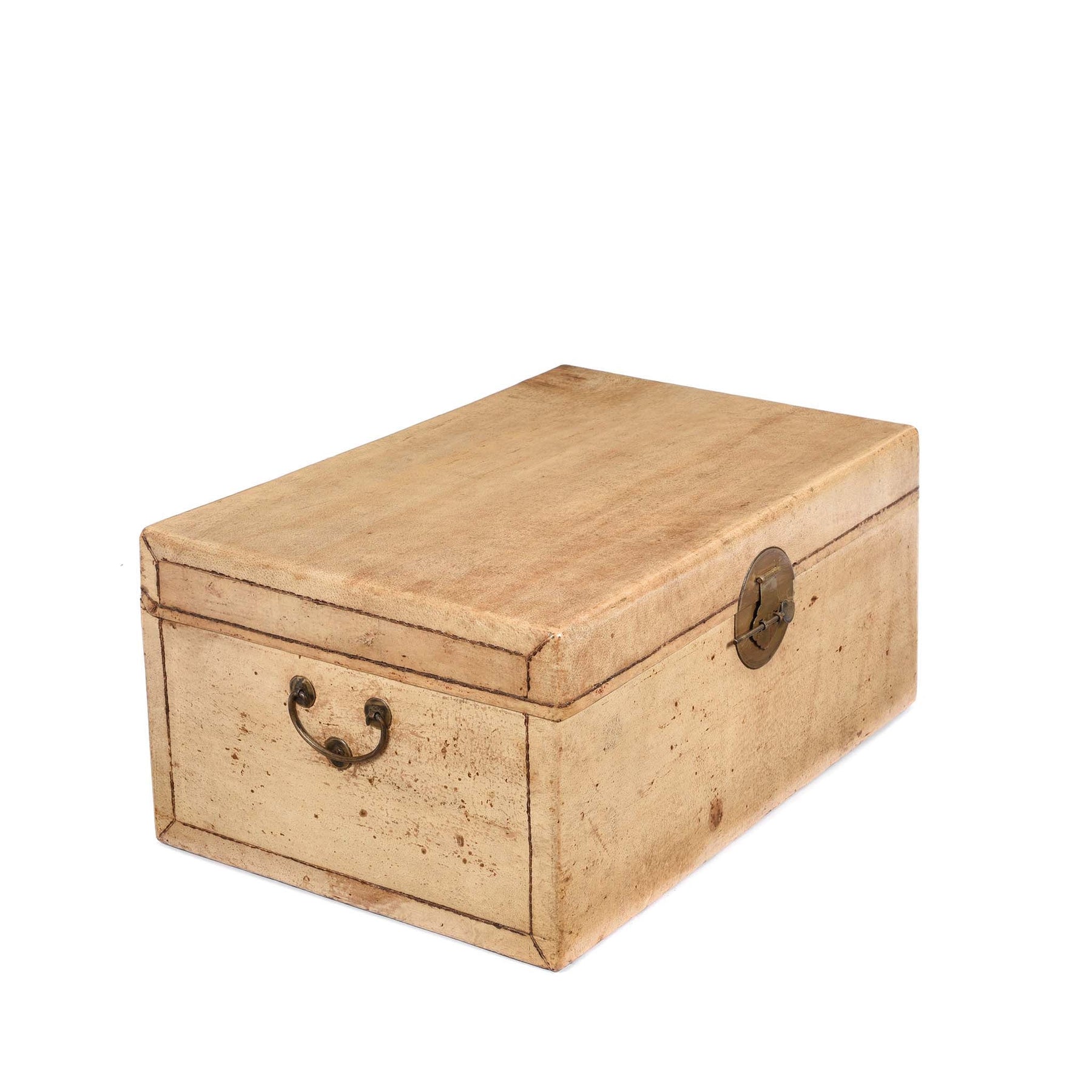 Pale Leather Trunk from Shanghai - Circa 1920