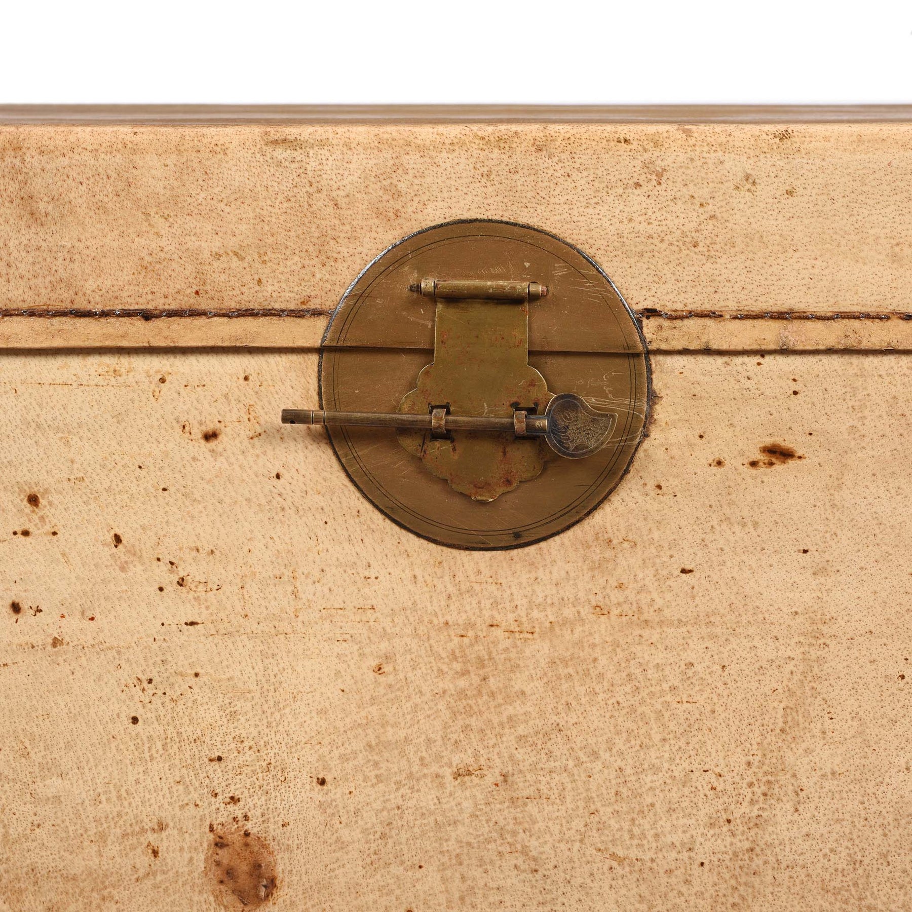 Pale Leather Trunk from Shanghai - Circa 1920