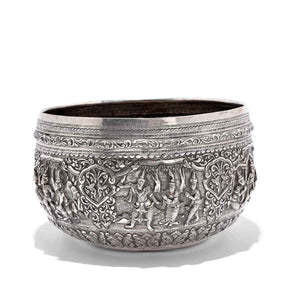 Burmese Repousse Silver Bowl - 19thC