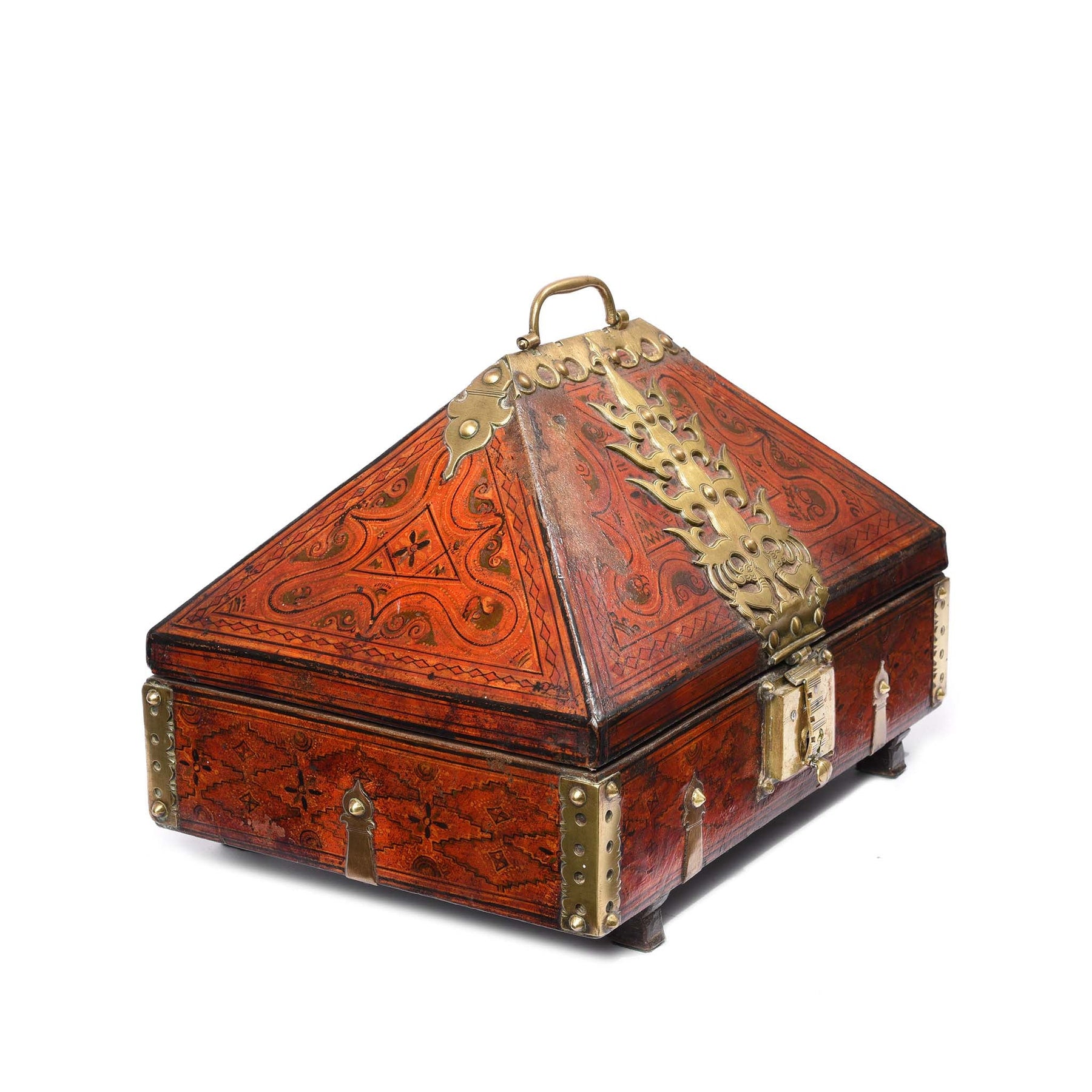 Painted Betel Nut Box With Mahjong Set From Kerala - 19thC