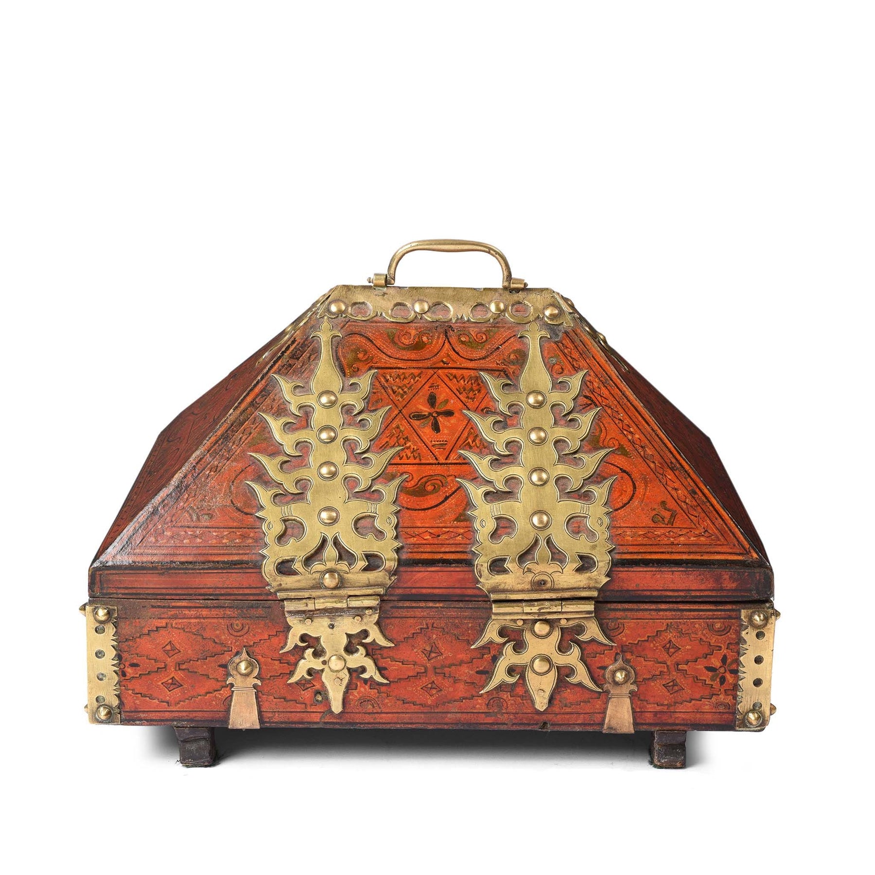 Painted Betel Nut Box With Mahjong Set From Kerala - 19thC