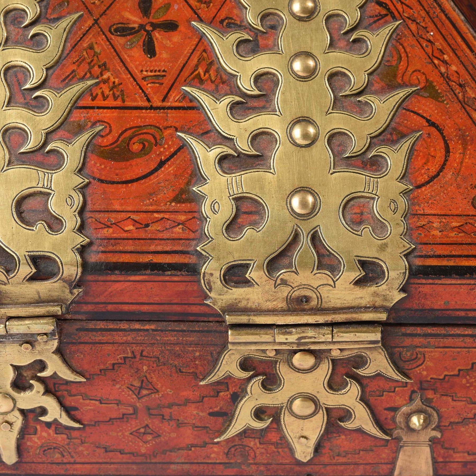 Painted Betel Nut Box With Mahjong Set From Kerala - 19thC
