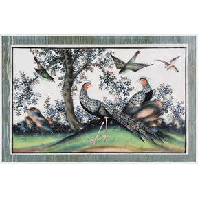 Framed Watercolour Painting of Birds on Pith Paper - 19thC
