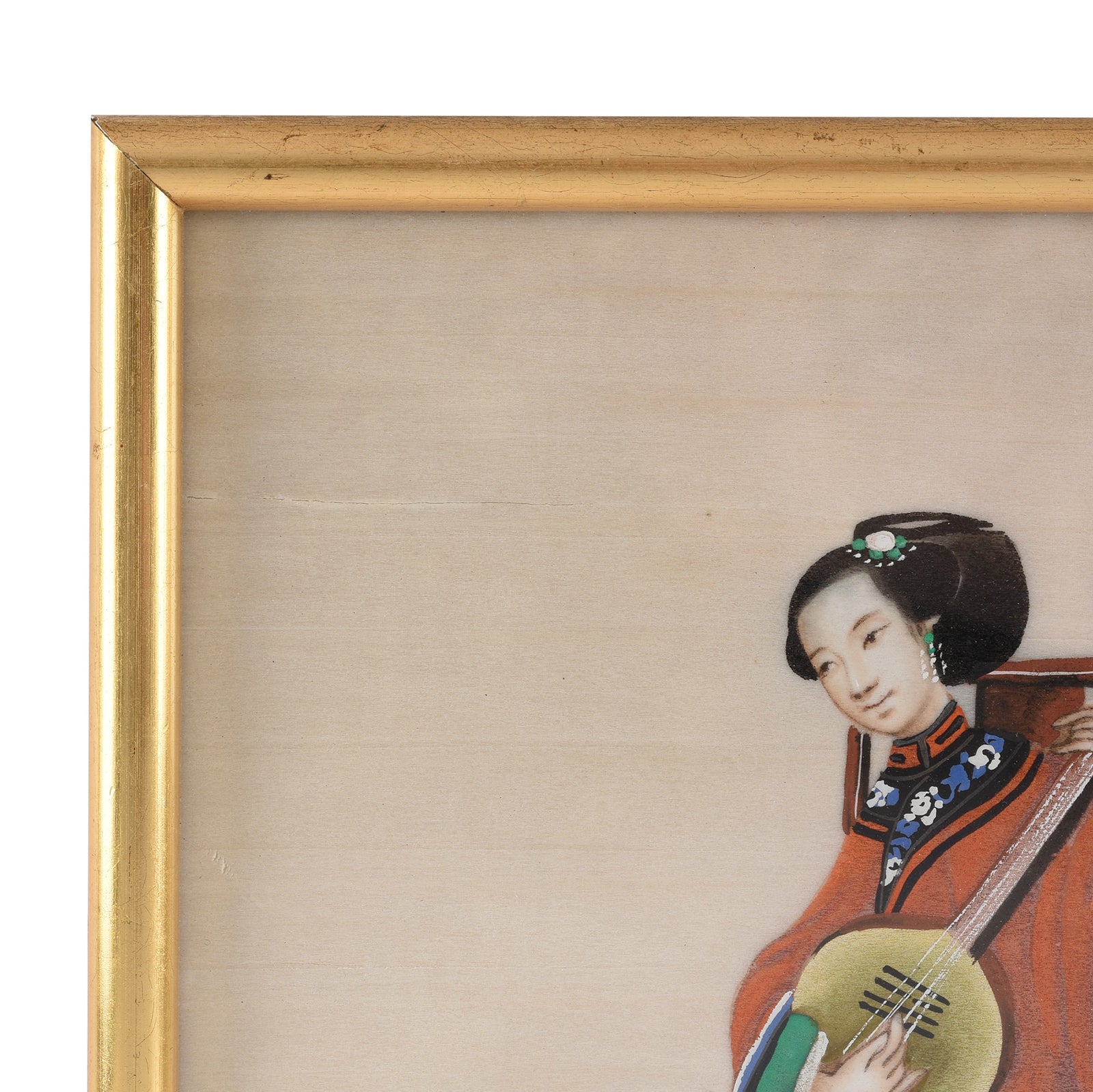 Framed Watercolour Painting of A Musician on Pith Paper - 19th Century