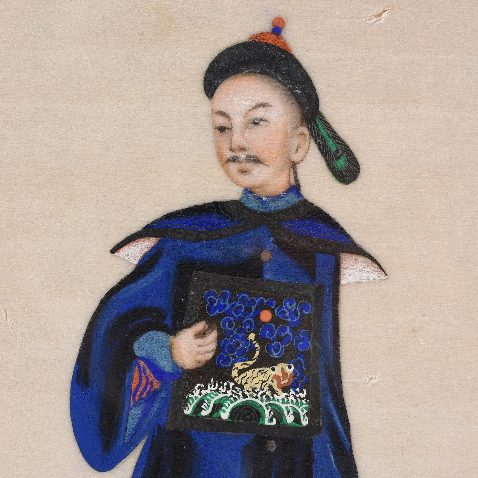 Framed Watercolour Painting of A Dignitary on Pith Paper - 19th Century