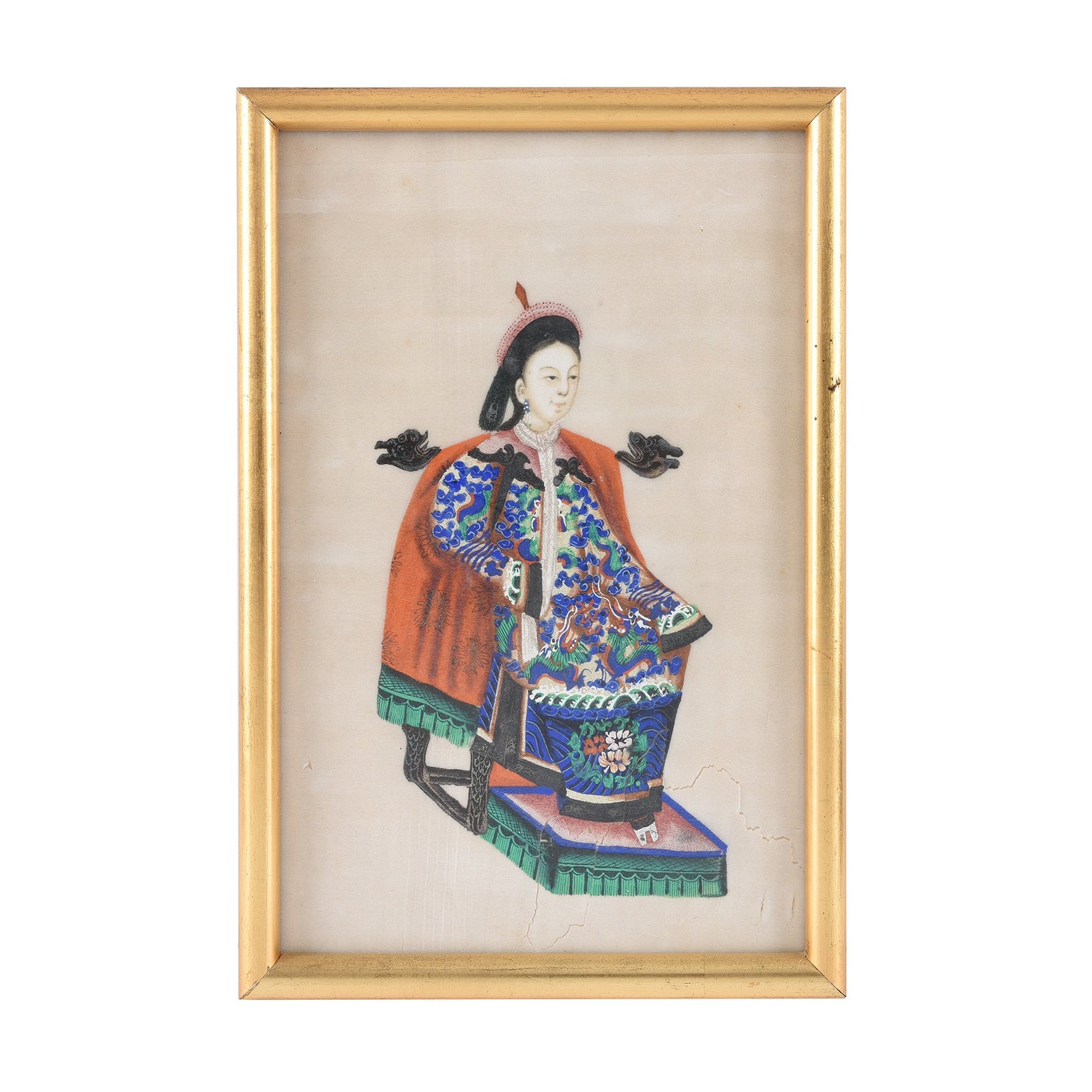 Framed Watercolour Painting of A Dignitary on Pith Paper - 19th Century