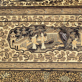 Gilt Black Lacquer Chinese Export Sewing Box - Early 19th Century