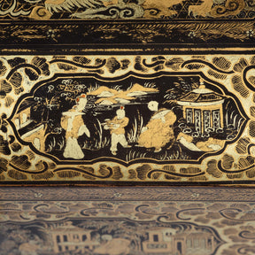 Gilt Black Lacquer Chinese Export Sewing Box - Early 19th Century
