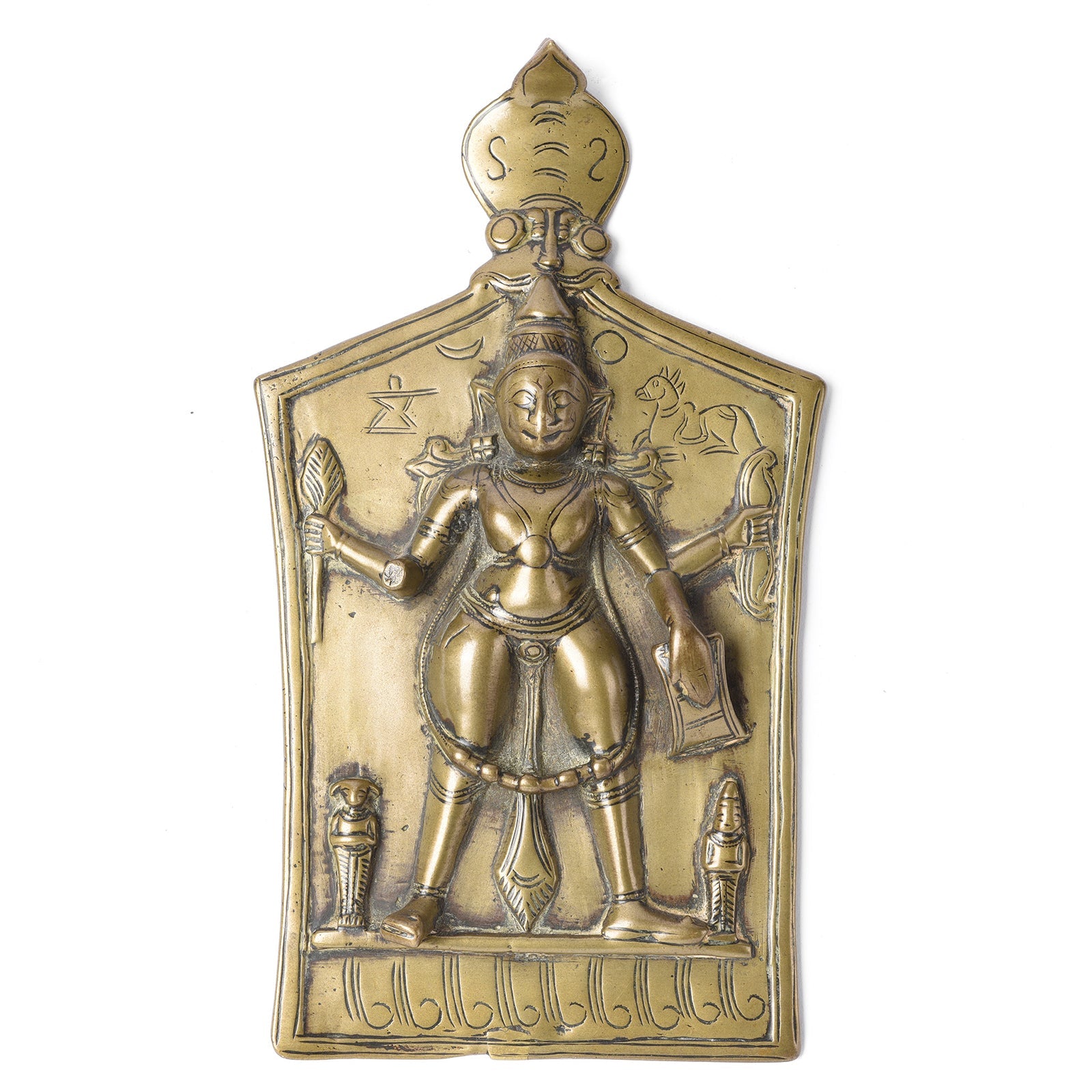 Bronze Votive Panel Of Virabhadra From Deccan - 19th Century
