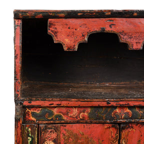 Painted Tibetan Mahakala Torgam Cabinet - 18thC