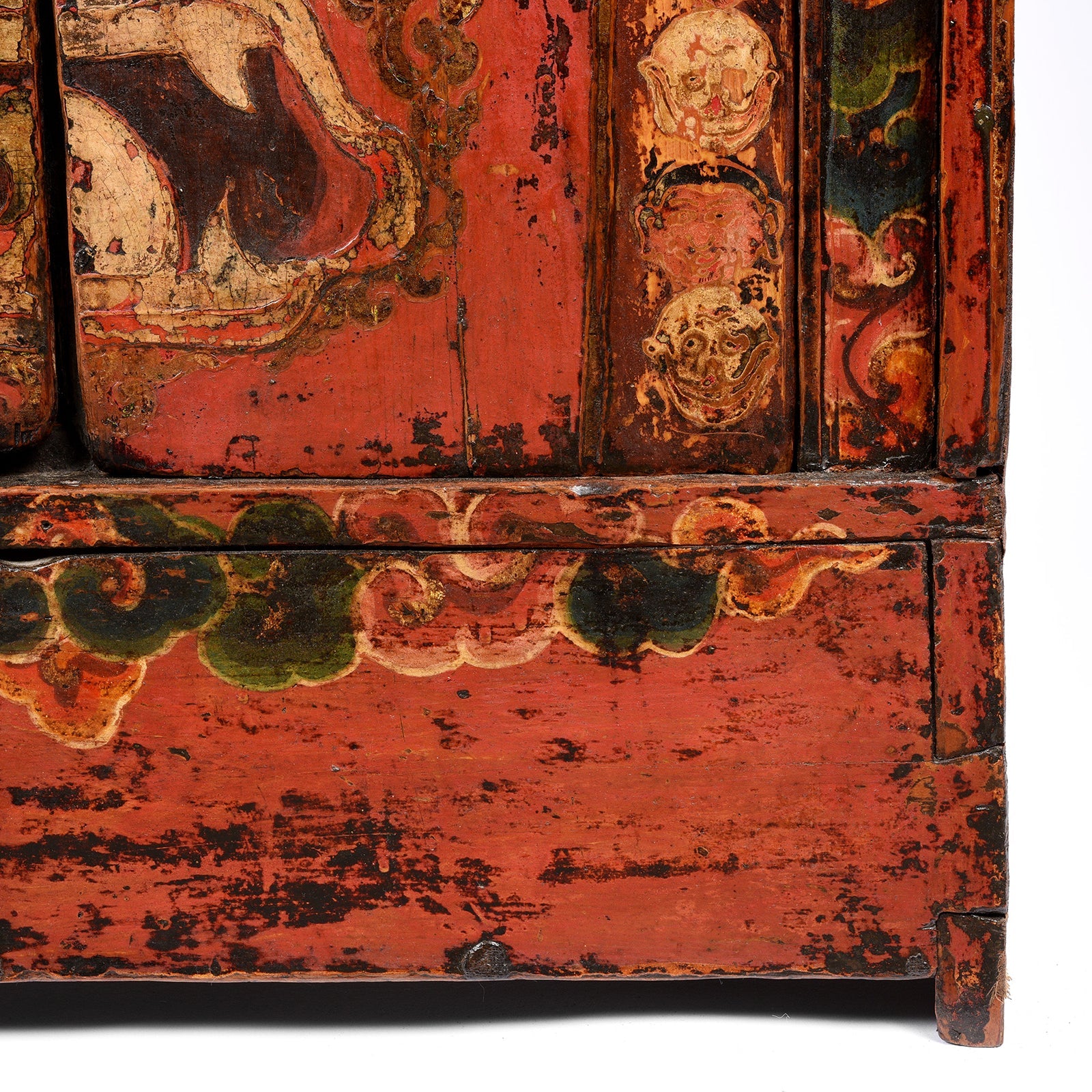 Painted Tibetan Mahakala Torgam Cabinet - 18thC