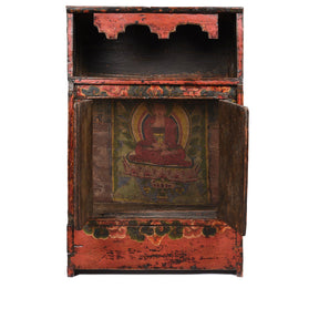 Painted Tibetan Mahakala Torgam Cabinet - 18thC