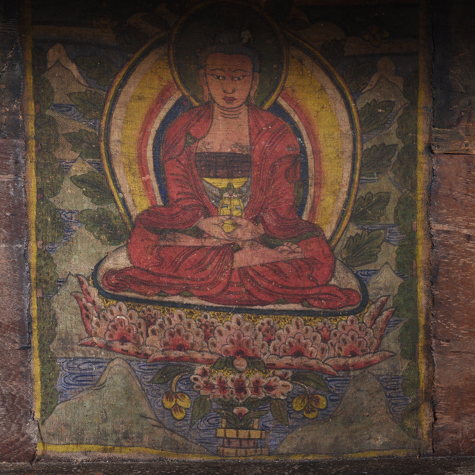 Painted Tibetan Mahakala Torgam Cabinet - 18thC