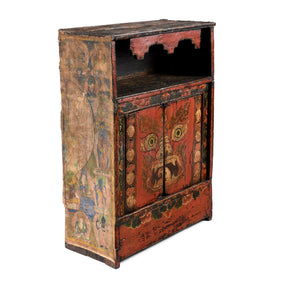 Painted Tibetan Mahakala Torgam Cabinet - 18thC