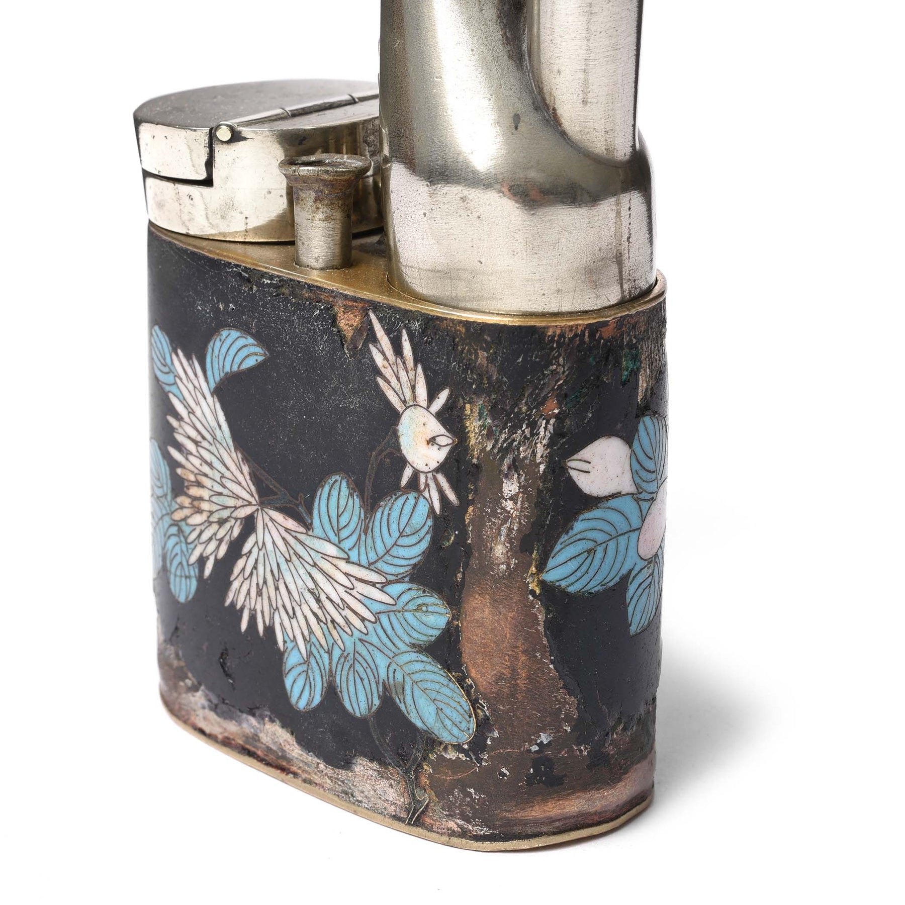 Cloisonne & Paktong Chinese Water Pipe - Ca 1900